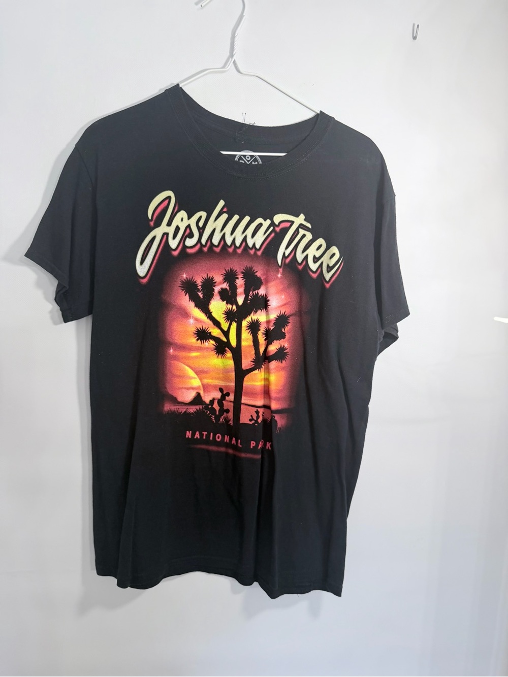 Joshua Tree Sunset Graphic Tee - Black with Orange & Yellow Design